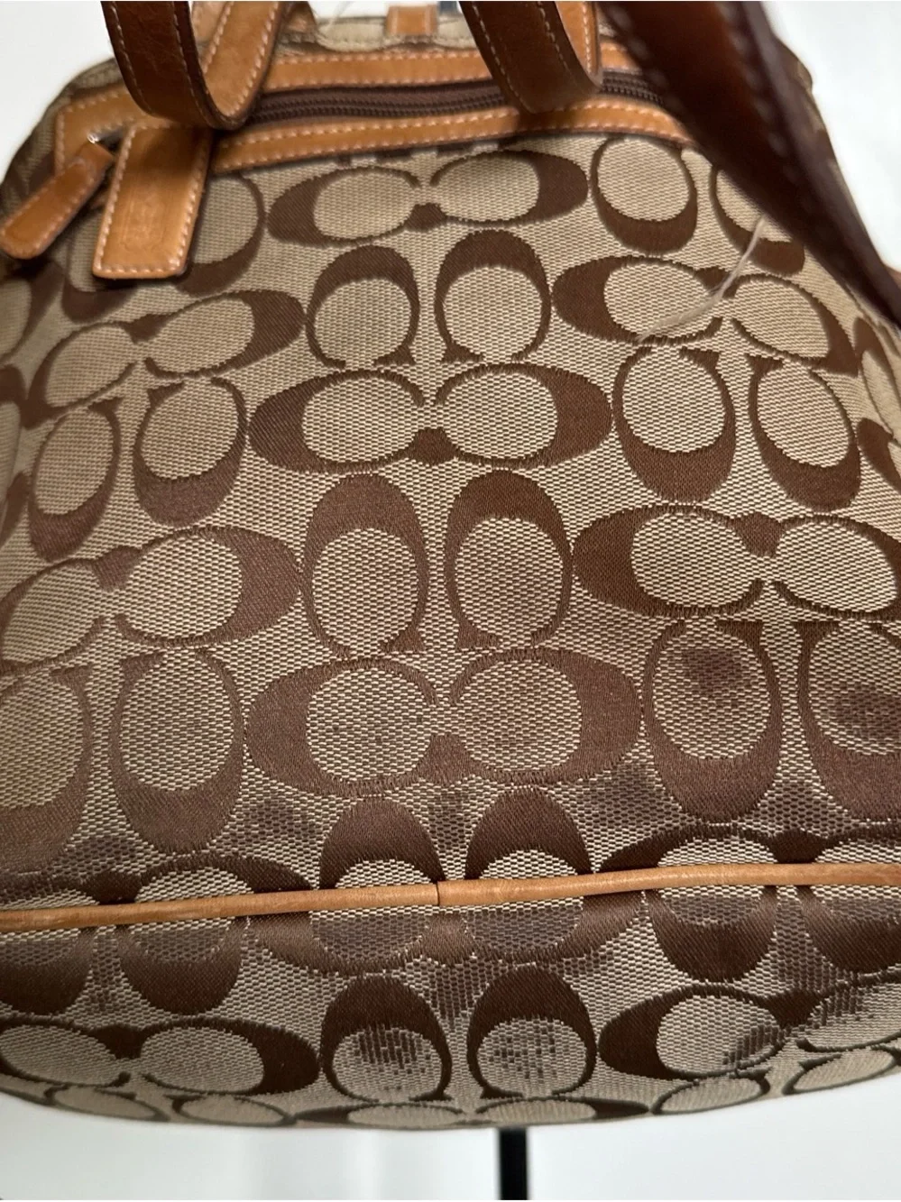 Coach Signature Canvas Drawstring Backpack in Brown and Tan